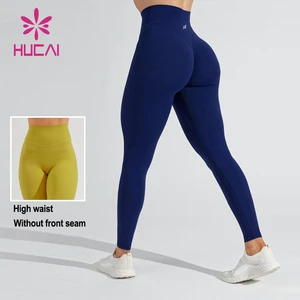HUCAI Custom Polyester Spandex Fitness High Waist Butt Lift V Shape Womens Gym Tights Yoga Pants Leggings For Women