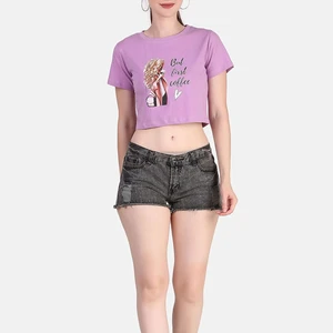 Womens Square Neck Going Out Custom Design Blank Crop Tops Short Sleeve T Shirts Summer Sexy Clothes Basics Tees