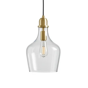 Bell Shaped Glass Pendant Light E27 LED Warm White 3500K Gold Finish Small Size Living Room Indoor Lighting
