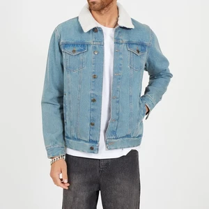 Best Price Winter Denim Jacket For Men Custom Logo Design High Quality Solid Color Streetwear Jean Jackets