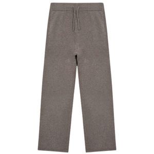 Boucle Knit Pants Brown Casual Elastic Waist Trousers Soft Textured Lounge Wear Relaxed Fit Comfortable Bottoms Unisex Style