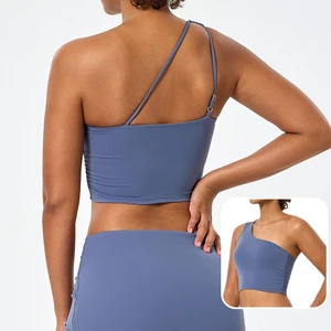 2025 Hot Selling Women's S-XL One Shoulder Nylon/Spandex Seamless Lightweight Hollow Back Breathable Sexy Padded Plus Size
