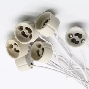 Factory Direct Sales GU10 Base Socket With Wire LED Bulb Plug Ceramic Connector Lamp Holders and Bases White 250V