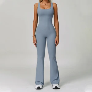 New Design Jumpsuits Trendy Zipper Sports Bodysuit Jumpsuit Long Pants Slim Women's Butt-Lifting Activewear
