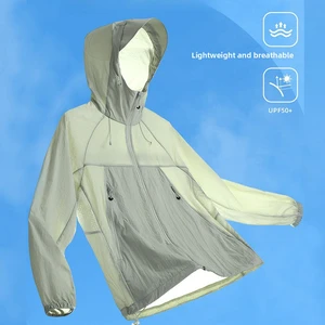 Self-packable UPF50+ Sun Jacket Lightweight Quick Dry Breathable Nylon Underarm & Back Air Vents Hooded Sun Protection Clothing