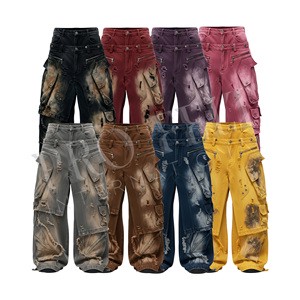 Men's Custom Plus Size High-Waisted Wide Leg Distressed Denim Jeans
