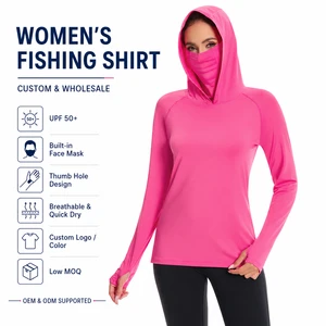 Custom Women Fishing Shirts UPF 50+ Sun Protection Lightweight Breathable Quick Dry Hooded Fishing Clothing Wholesale