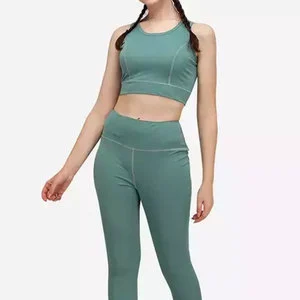 Wholesale Customized Yoga Set Top Quality Sportswear Sets 100%Polyester Sports Fitness Women Gym Clothing Yoga Wear Sets