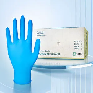 Wholesale Powder-Free Blue Nitrile Gloves Disposable Safety Gloves for Kitchen Work Water- and Oil-Proof with Wholesale