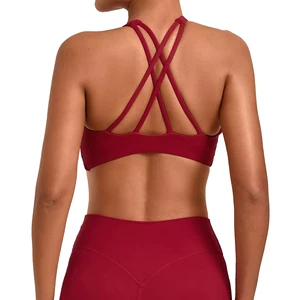 Tight Open Back Sexy Breathable Sports Fitness Yoga Bra Cross Back Running Workout Yoga Bra For Women