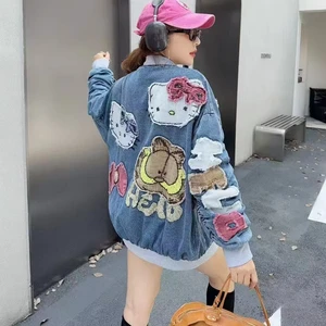 Women's Winter Fashion Jacket Denim Zip-Up with Embroidery Decoration Breathable and Woven Solid Pattern Wholesale Product C0381