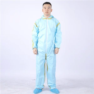 Disposable Anti-Static Breathable Work Coverall Cleanroom Clothing Chemical Resistant Waterproof Non-Woven Safety Clothing