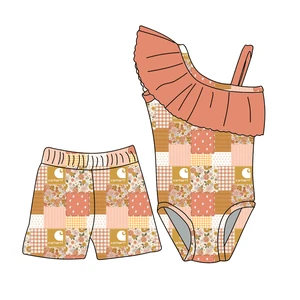 Summer Swimsuit for Baby and Children's Customized Milk Pattern Breathable Comfortable Girls' Swimsuit