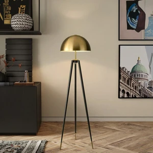 Tripod Floor Lamp Modern Design Hotel Use Adjustable Height Stainless Steel Brown Shade Metal Frame 3-Year Warranty