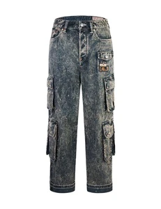 High Quality Baggy Jeans for Men and Straight Wide Leg Dirty Wash Jeans Plus Size Distressed Loose Breathable Men's Denim Pants