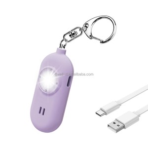 Mini Rechargeable Keychain LED Light With Strong Powerful Flashlight Torch Defense Personal Alarm Self Defence Alarm