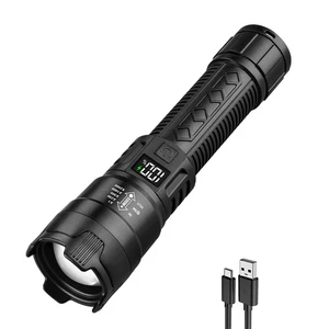 XINSITE New 300 Lumen Zoomable Waterproof Flashlight ABS Plastic Emergency Light LCD Numerical Power Display LED Bright
