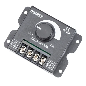LED Single Color Light Strip Controller Flexible Iron Shell Dimmer with Manual Knob Switch 12V 24V 30A 1 Channel Output