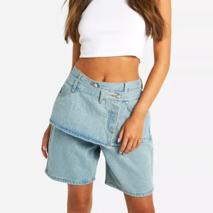 Women's Summer Wear Casual Denim Skinny Jeans Shorts High Waist Distressed Button Closure Streetwear Eco-Friendly Soft Durable