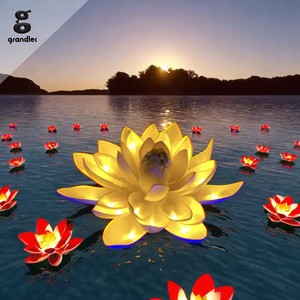 Large 3D Lotus Flower RGB LED Motif Lights Artificial Floating Light for Commercial Outdoor Garden Landscape Decoration
