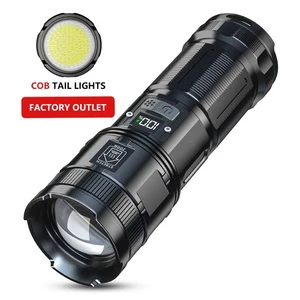 3500lm P90 Multifunction Waterproof Dimming Light Flashlight Rechargeable Handheld Led Flashlight with COB Work Light