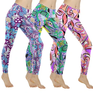 Custom Tracery Mehndi Ethnic Doodle Printed Leggings Pilates Pant Gym Fitness Breathable Invisible Yoga Leggings for Women
