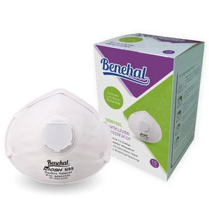 Benehal N95 Dust Mask with Disposable Exhalation Valve EN149 Certified Flat Pattern Respirator