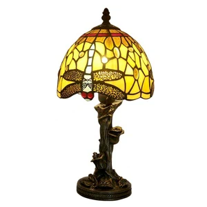 LongHuiJing Tiffany Table Lamp Dragonfly Shade Stained Glass Table Lamp Wholesale Price Antique Style Glass Table Lamp