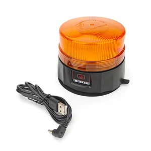 Flashing Amber Revolving Safety Warning Light With Magnetic Base Portable LED Emergency Beacon Lamp Wireless Rechargeable Light