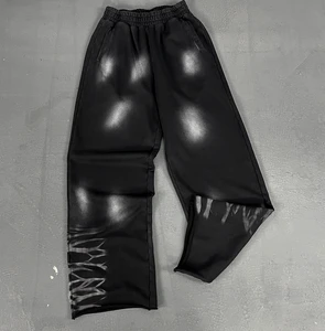 Vintage Oversized Casual Pants - Tiger Stripe Accent Wide-Leg Joggers with Adjustable Drawstring, Streetwear Bottoms