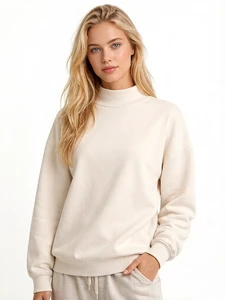 Trend Oversize Women Mock Neck Top Soft Daily Wear Casual Casual Tops