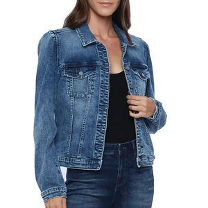 Women's Denim Jacket Casual Outwear Breathable Raw Custom Size Button-Up for Ladies