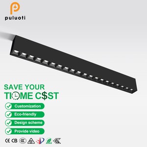 1977mm Long 75W Black Aluminium LED Linear Light Grille Lamp for Indoor Use-Available in Surface Mounted or Hanging Options