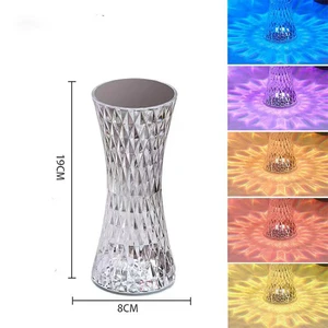 Luxury Dimmable Acrylic Postmodern Touch Control Bedside Lamp Rechargeable Neon RGB Color Night Light Table Lamp