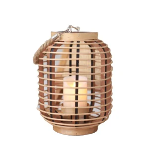 Handmade Bamboo LED Candle Lanterns Customized Color Wooden Stand Shape BSCI Certified For Outdoor Garden Christmas Home Decor