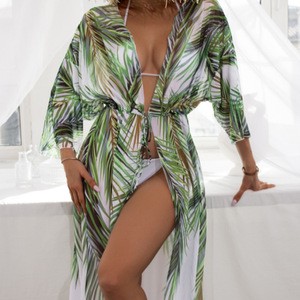 Custom Sun Protection Shawl Printed UV Protection Beach & Swimsuit Caftans Casual Sleeve Tie Dye Beach Cover up for Women