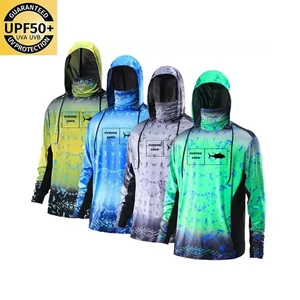 Custom Polyester Uv Protection Upf50 Long Sleeve Clothes Mens Camo Orange Spf Fish Hoodie Blank Fishing Wear Shirts