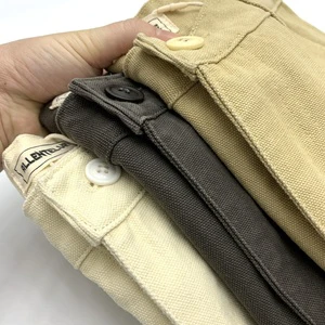 Tough Guy Men's Heavy Canvas Trousers Cargo Pants Mid Loose Straight Drawstring Flat Baggy Cotton Outdoor Casual Pants Thick
