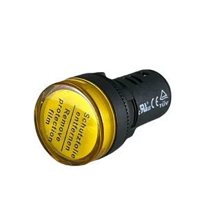 22mm IP66 Rated Plastic LED Pilot Lamp DC24V Orange Equipment Indicator Light with 120 Beam Angle