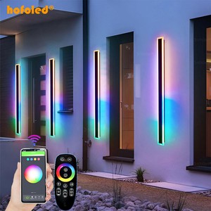 Outdoor Up And Down Wifi APP Control Exterior Sconces Linear Wall Lamp Fixture RGB Long Wall Light For Porch Patio Garage Garden
