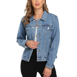 Denim Jackets Fashion Casual Blue Denim Coat with Buttons OEM Service Available Winter jackets for Womens