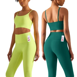 Wholesale Girls Gym Fitness Yoga Pants High Waist Running Workout Leggings Pockets Solid Lightweight Ankle-Length Spandex/Nylon