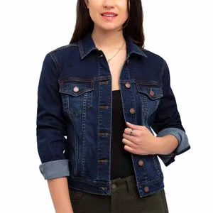 High Quality Casual Women Fashion Wear Women Quilted Denim Jacket Fashion Plain Jeans Jacket for Women in Denim Jacket Price