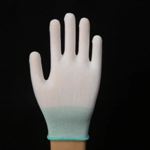 Wear-resistant Thin Breathable 13 Gauge Nylon Palm Gloves Dust-Free Anti-Static Moisture-Wicking Machine Washable Safety Gloves