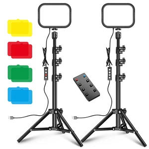 LED Video Light Dimmable Continuous Portable Photography Lighting with Adjustable Tripod Stand & 4 Color Filters