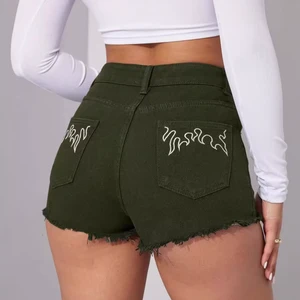 Trendy Streetwear Sexy Washed Distressed Raw Hem Non-Stretch Mid Rise Women's Summer Denim Jeans Loose Shorts