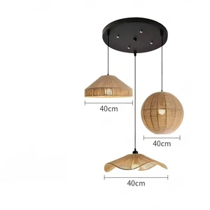 Luckygoods Handmade Bamboo Rattan Pendant Light Set 3 Lights Woven Hanging Lamp for Living Room Dining Room Wedding Decoration