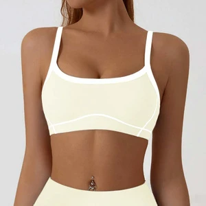 Custom Logo Color Blocking Design Yoga Bra Low Back Spaghetti Strap Sports Bra Women Padded Fitness Wear for Sports