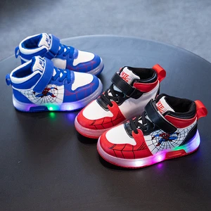 Hot Selling Designers Casual Running Spiderman Flashing Light up Led Children Sport Boy Shoes Toddler Kids Sneaker