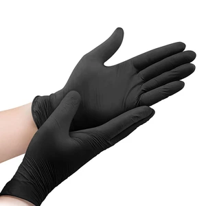 Disposable 100% Nitrile Safety Gloves 9 Inches Black Barber Tattoo Shop Gloves Customizable Nail Latex Free Gloves